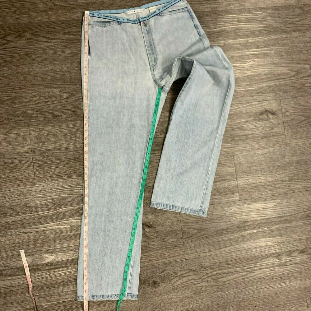 Vintage Tommy Hilfiger Jeans Size 8 High Rise Spellout Waist Band Straight Leg - Picture 5 of 10